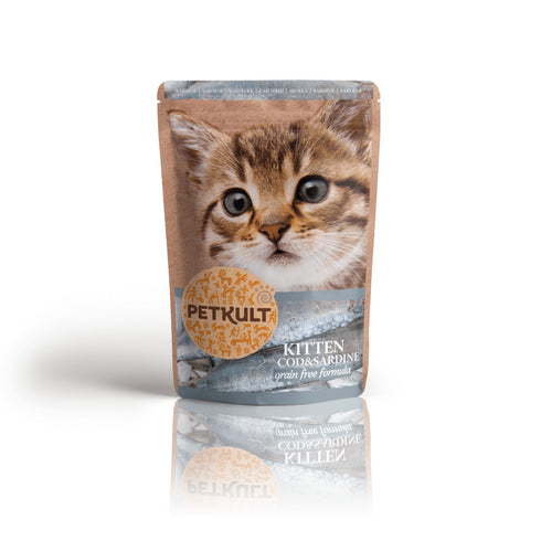 Hrana pentru pisici Petkult Kitten Cod & Sardine 100g